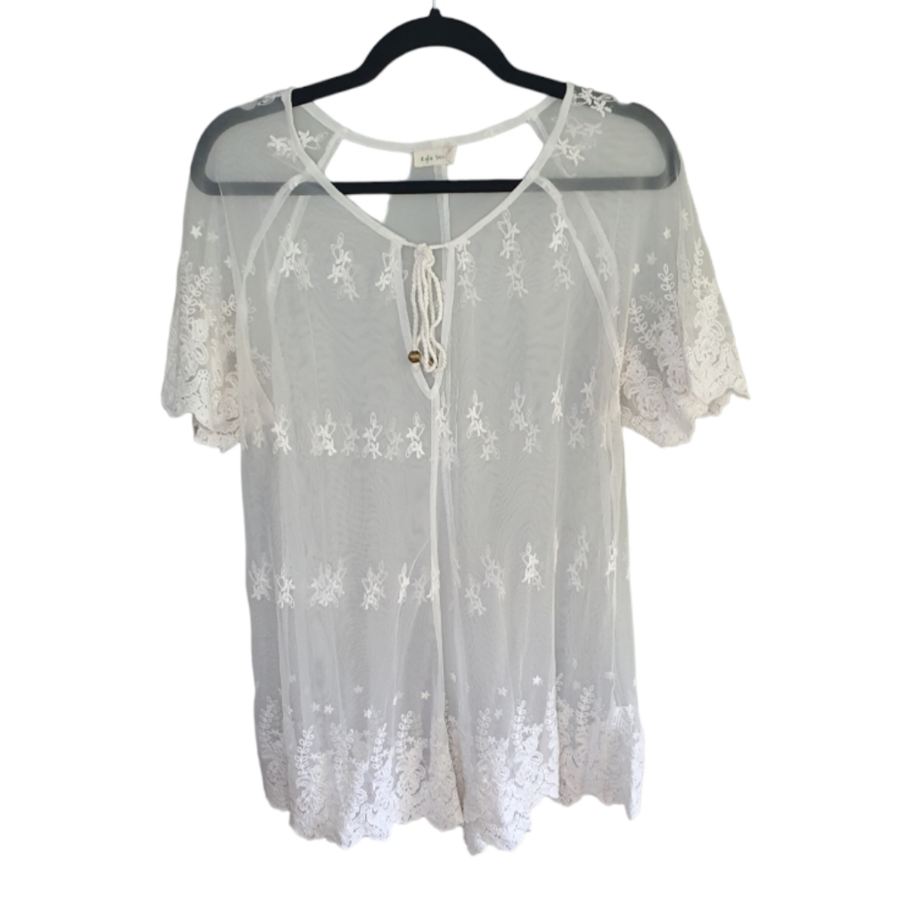 KYLA SEA Embroidered‎ Blouse White Women's Size L